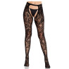 Leg Avenue - Bas En Dentelle Rose Avec Dos Ouvert Noir